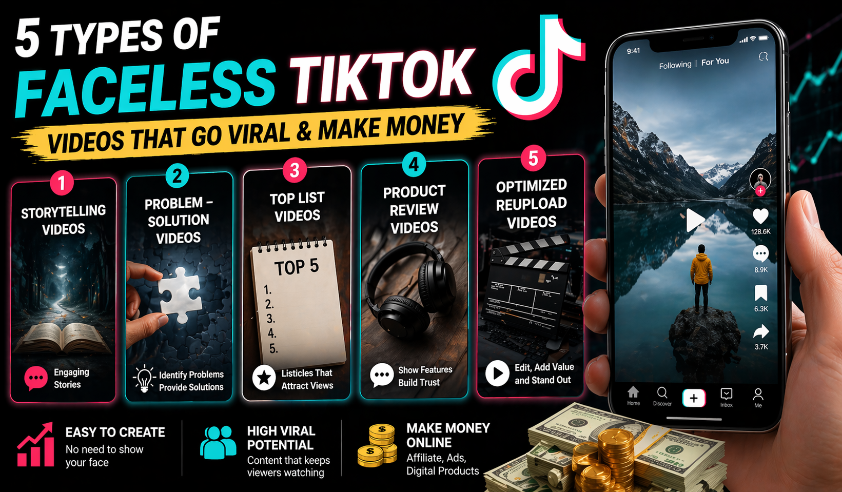 5 Types of Faceless TikTok Videos That Go Viral and Make Money