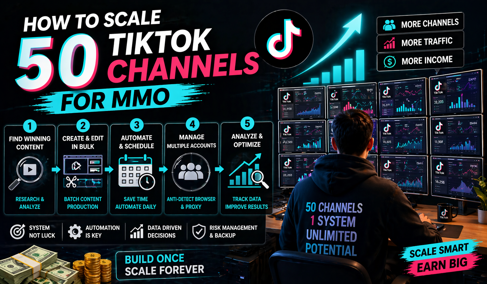 How to Scale 50 TikTok Channels for MMO