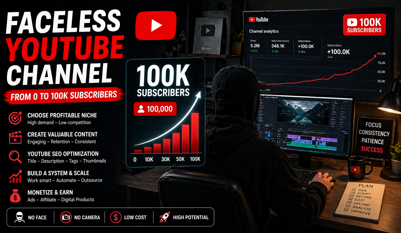 How to Build a Faceless YouTube Channel from 0 to 100K Subscribers