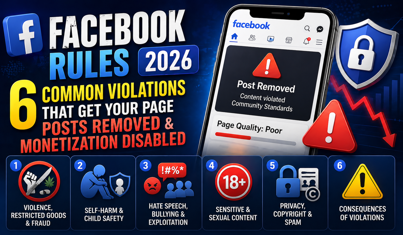 Facebook Rules 2026: 6 Common Violations That Get Your Page Posts Removed and Monetization Disabled