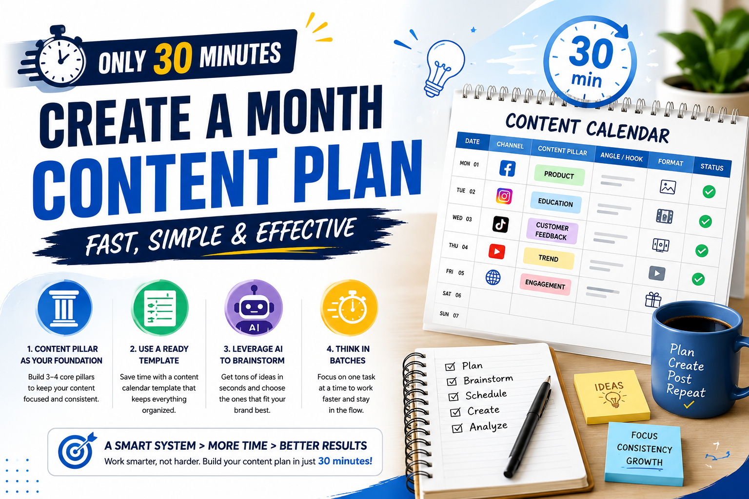 How To Create A Monthly Content Plan In Just 30 Minutes?